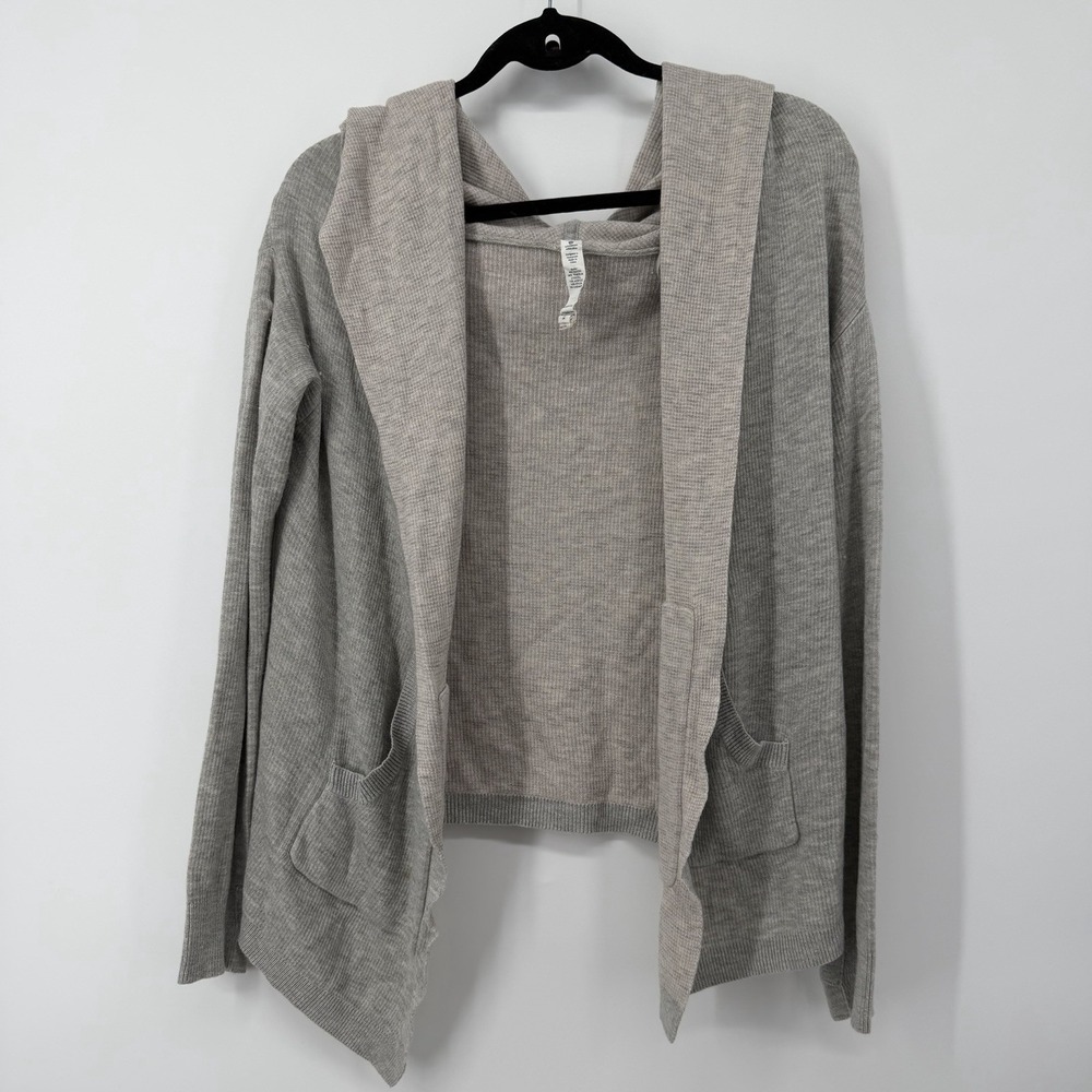 Lululemon Cabi Yogi Cashmere Blend Reversible Gray Hooded Cardigan Size 4